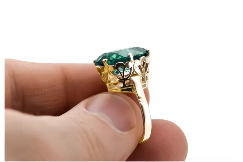 Изумруд 14-кв Желтое золото Кольцо Винтаж vrc130y